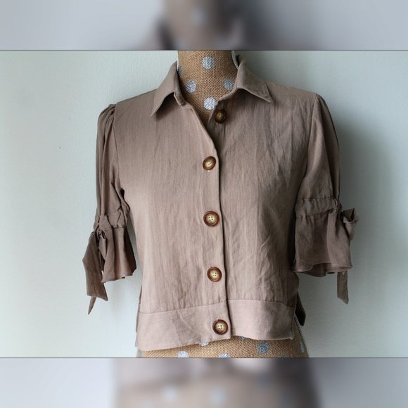 NWOT Band of Gypsies Tan Cropped Jacket Small - Picture 2 of 6